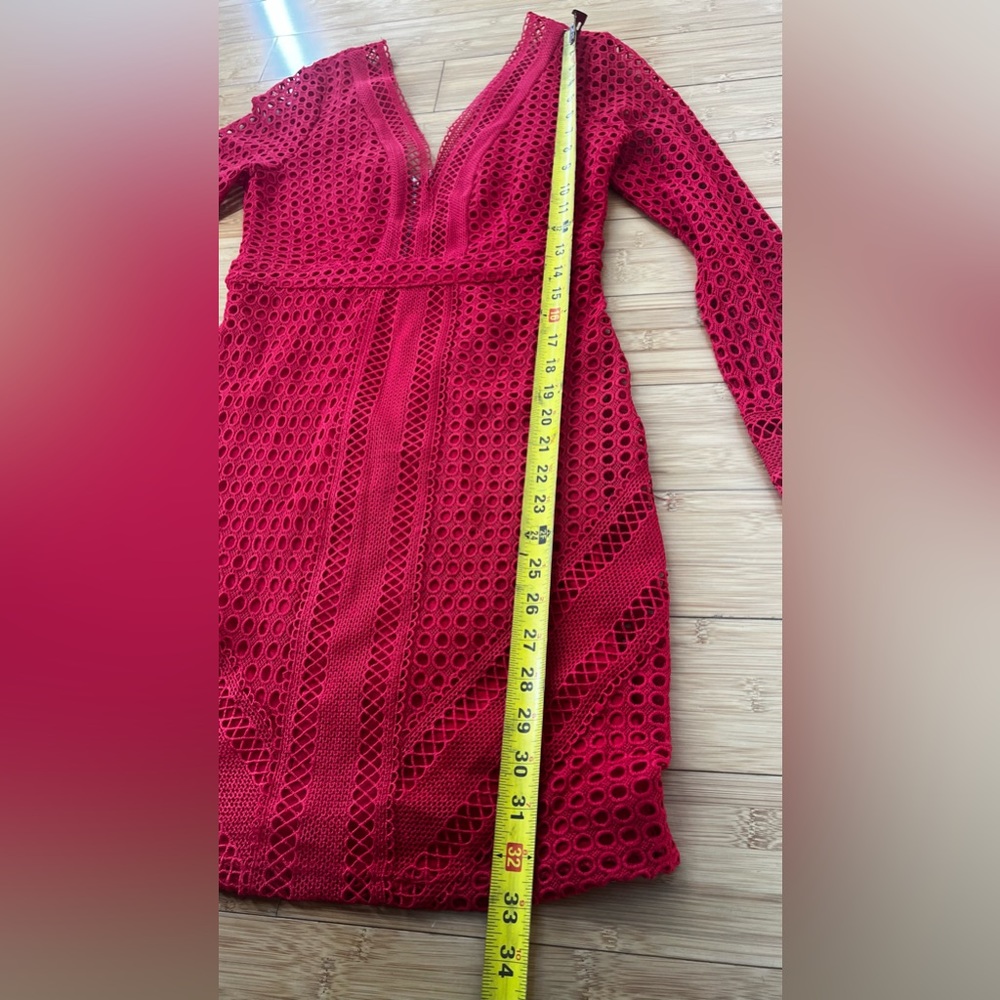 Astr The Label Mesh Body-Con Red Dress women’s size S - Picture 8 of 11